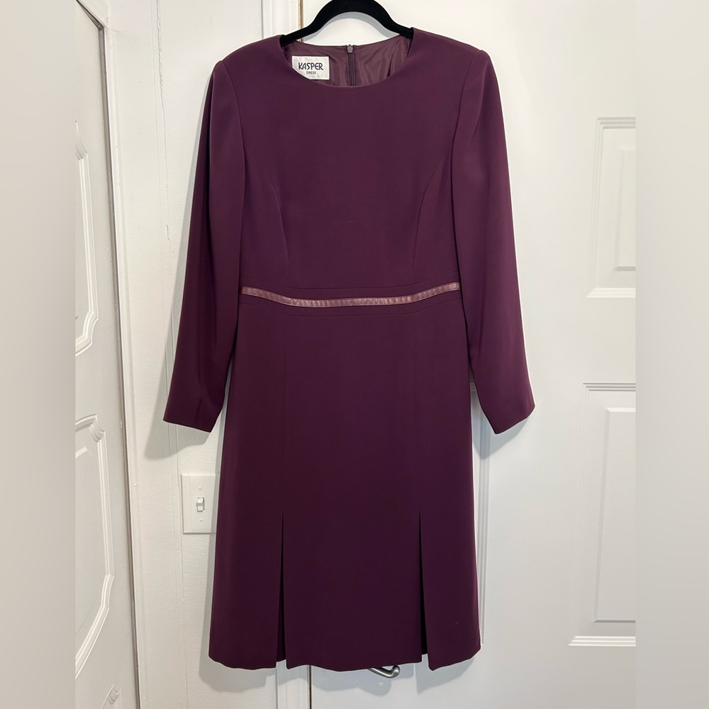 Kasper 3/4 Sleeves Dress in Deep Purple Size 8